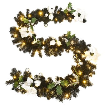 Kerstslinger met LED-lampjes 2,7 m PVC zwart 4