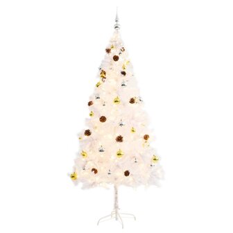 Kunstkerstboom met verlichting en kerstballen 180 cm wit 2