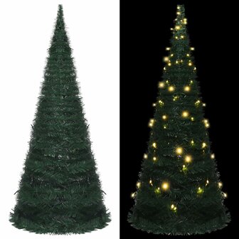 Kunstkerstboom met verlichting pop-up 210 cm groen 1