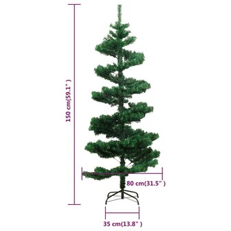 Kunstkerstboom met verlichting en standaard 150 cm PVC groen 10