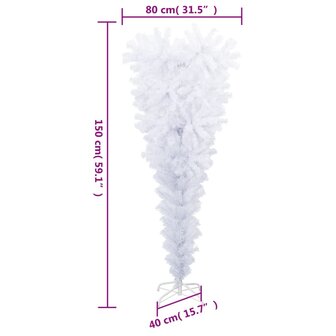 Kunstkerstboom met standaard omgekeerd 150 cm wit 7