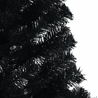 Kunstkerstboom met standaard half 210 cm PVC zwart 6