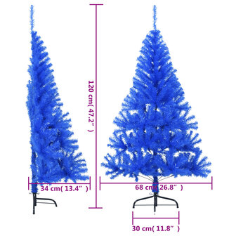 Kunstkerstboom met standaard half 120 cm PVC blauw 9