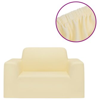 Bankhoes stretch polyester jersey cr&egrave;mekleurig 2