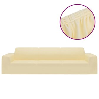 Vierzitsbankhoes stretch polyester jersey cr&egrave;mekleurig 2