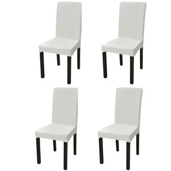 Stoelhoezen 4 st stretch recht cr&egrave;mekleurig 1