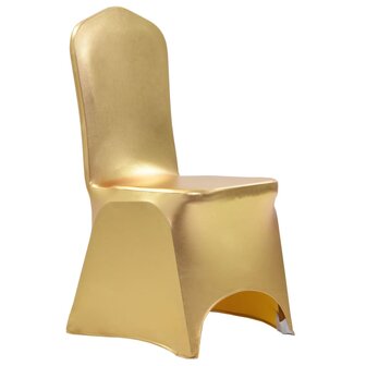 6 st Stoelhoezen stretch goud 1