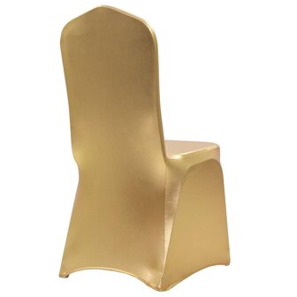 6 st Stoelhoezen stretch goud 2