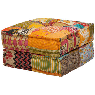 Poef tweezits modulair stof patchwork 4