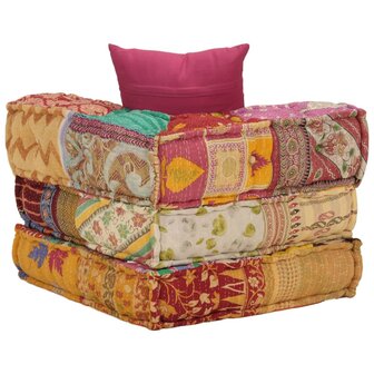 Poef modulair met kussen patchwork stof 4