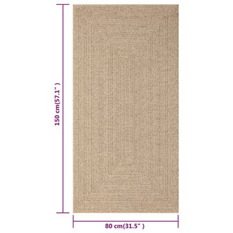 Vloerkleed ZIZUR binnen en buiten 80x150 cm jute look 8