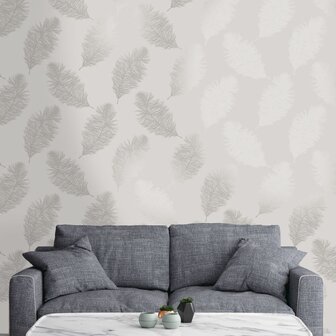 DUTCH WALLCOVERINGS Behang Fawning Feather lichtgrijs 4