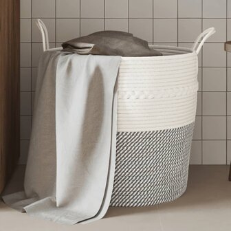 Opbergmand &Oslash; 43x38 cm katoen grijs en wit 1