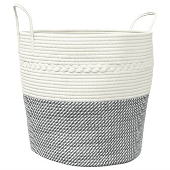 Opbergmand &Oslash; 43x38 cm katoen grijs en wit 2