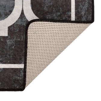 Vloerkleed wasbaar anti-slip 120x180 cm zwart en wit 4