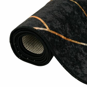 Vloerkleed wasbaar anti-slip 120x180 cm zwart en goudkleurig 5