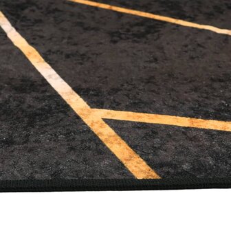 Vloerkleed wasbaar anti-slip 120x180 cm zwart en goudkleurig 6