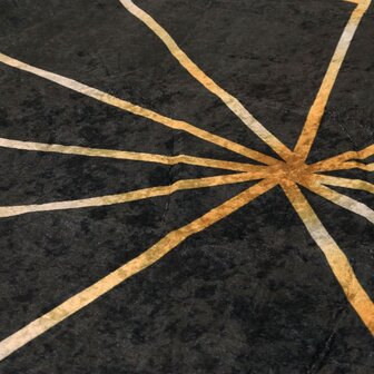Vloerkleed wasbaar anti-slip 120x180 cm zwart en goudkleurig 7