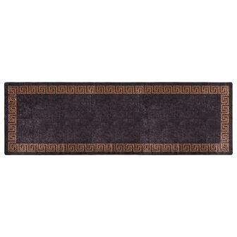 Vloerkleed wasbaar anti-slip 80x300 cm zwart en goudkleurig 1