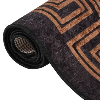 Vloerkleed wasbaar anti-slip 80x300 cm zwart en goudkleurig 3