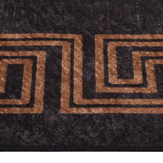 Vloerkleed wasbaar anti-slip 80x300 cm zwart en goudkleurig 4