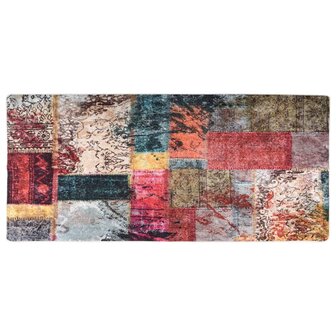Vloerkleed wasbaar anti-slip patchwork 80x300 cm meerkleurig 1