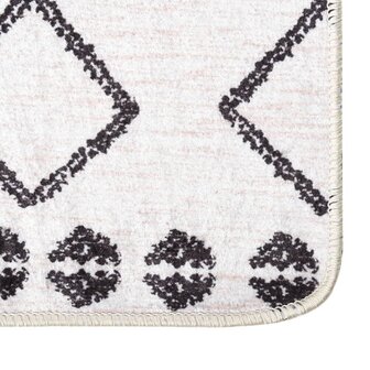 Vloerkleed wasbaar anti-slip 120x170 cm zwart en wit 4