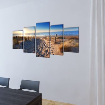 Canvas muurdruk set zandstrand 200 x 100 cm 2