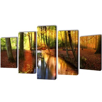 Canvas muurdruk set bos 100 x 50 cm 1