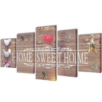 Canvas Wall Print Set Home Sweet Home Design 200 x 100 cm 1