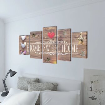 Canvas Wall Print Set Home Sweet Home Design 200 x 100 cm 2