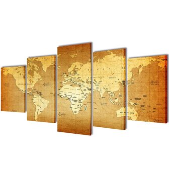 Canvas muurdruk print set wereldkaart 100 x 50 cm 1