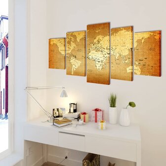 Canvas muurdruk print set wereldkaart 200 x 100 cm 2