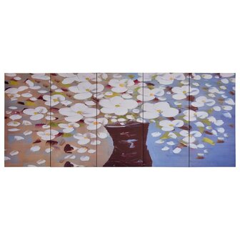 Wandprintset bloemen in vaas 150x60 cm canvas meerkleurig 2
