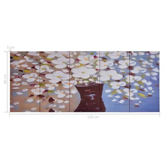 Wandprintset bloemen in vaas 150x60 cm canvas meerkleurig 4