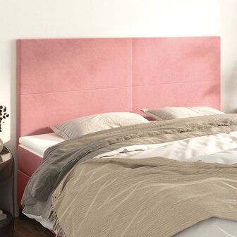 Hoofdborden 4 st 80x5x78/88 cm fluweel roze 1
