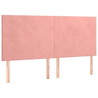 Hoofdborden 4 st 80x5x78/88 cm fluweel roze 2