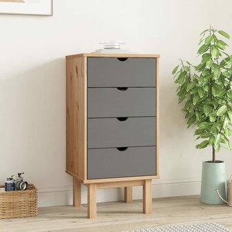 Ladekast OTTA 45x39x90 cm massief grenenhout bruin en grijs 1
