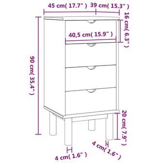 Ladekast OTTA 45x39x90 cm massief grenenhout bruin en grijs 6