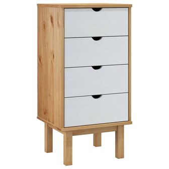 Ladekast OTTA 45x39x90 cm massief grenenhout bruin en wit 2
