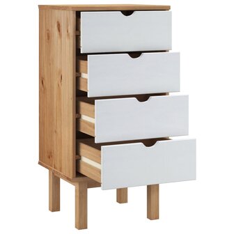 Ladekast OTTA 45x39x90 cm massief grenenhout bruin en wit 4