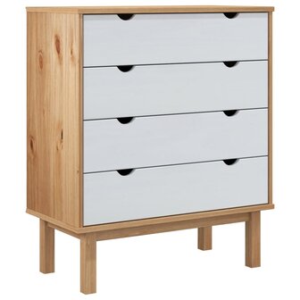 Ladekast OTTA 76,5x39,5x90 cm massief grenenhout bruin en wit 2