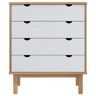 Ladekast OTTA 76,5x39,5x90 cm massief grenenhout bruin en wit 3