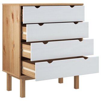 Ladekast OTTA 76,5x39,5x90 cm massief grenenhout bruin en wit 4
