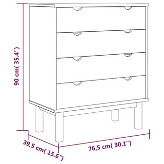 Ladekast OTTA 76,5x39,5x90 cm massief grenenhout bruin en wit 6