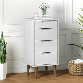 Ladekast MOLDE 40x35x82 cm massief grenenhout wit 1