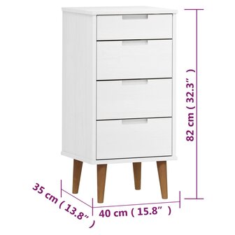 Ladekast MOLDE 40x35x82 cm massief grenenhout wit 8