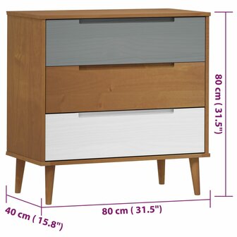 Ladekast MOLDE 80x40x80 cm massief grenenhout bruin 8