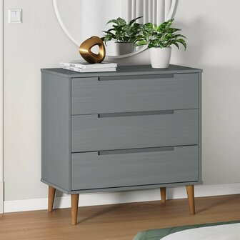 Ladekast MOLDE 80x40x80 cm massief grenenhout grijs 1