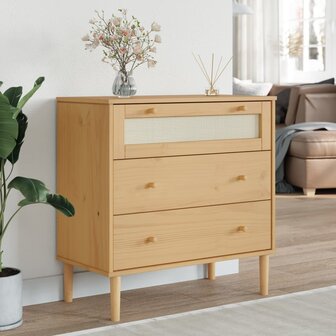 Ladekast SENJA rattan-look 80x40x80 cm massief grenenhout bruin 1